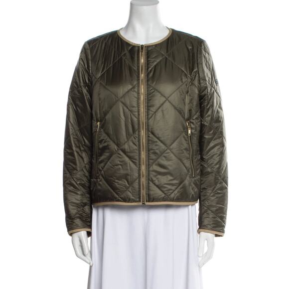 Women's Designer Burberry Quilted Bomber Jacket in Olive size S Quiet Luxury - Picture 1 of 8